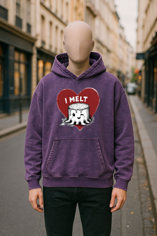 Sudadera con capucha lavada en morado