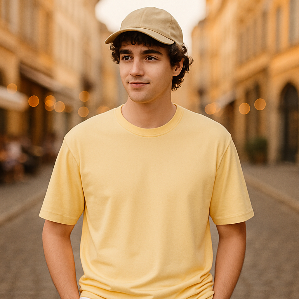 Camiseta dibujo beige hombre