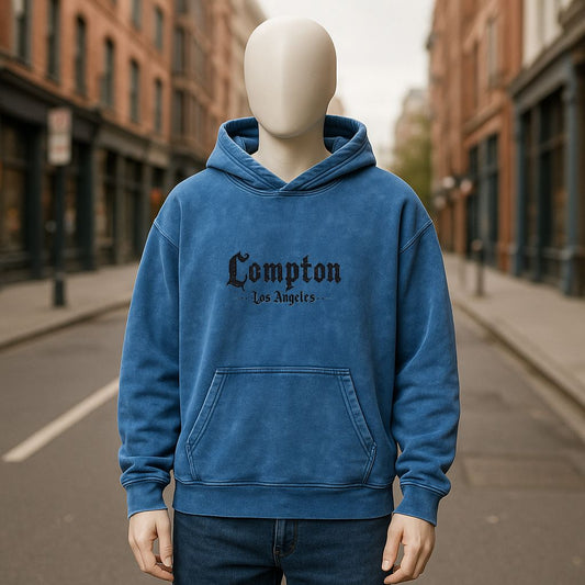 Sudadera con capucha lavada en azul