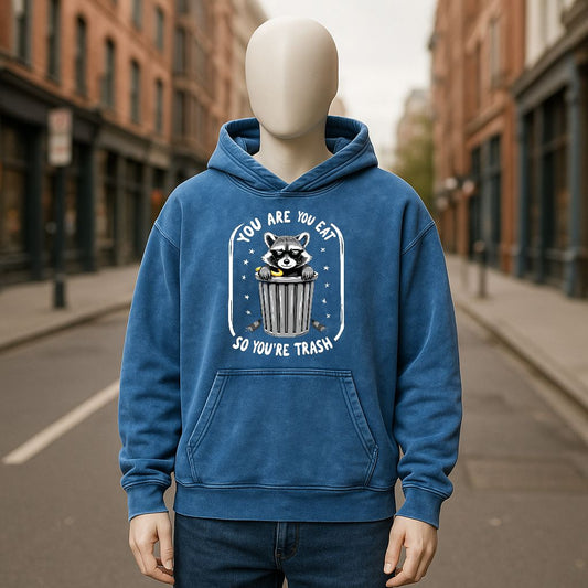 Sudadera con capucha lavada en azul