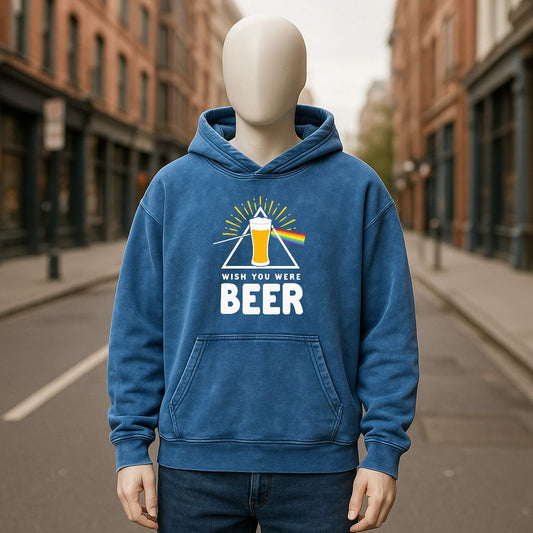 Sudadera con capucha lavada en azul