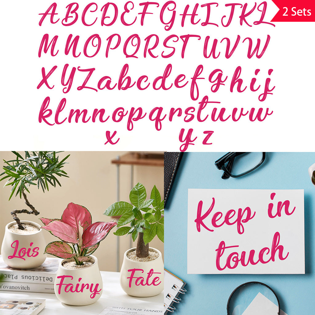 2套26个粉色英文前卫潮流字母转印水晶标贴纸自粘防水可拆卸创意DIY水晶贴纸增添生活趣味性与文化艺术氛围性适用于水杯