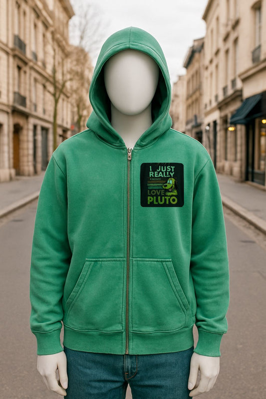 Sudadera verde con capucha y cremallera
