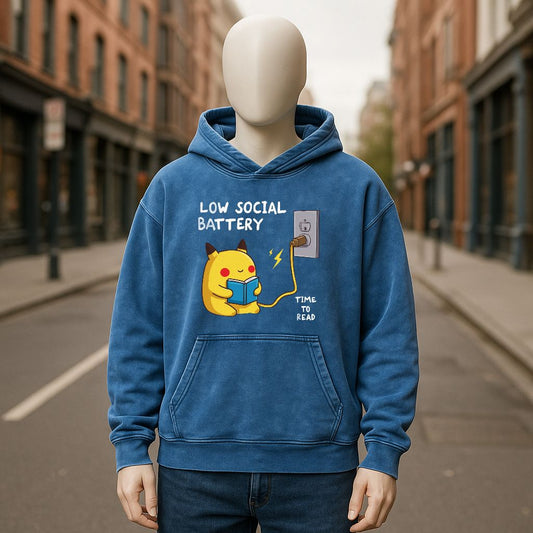 Sudadera con capucha lavada en azul