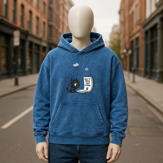 Sudadera con capucha lavada en azul