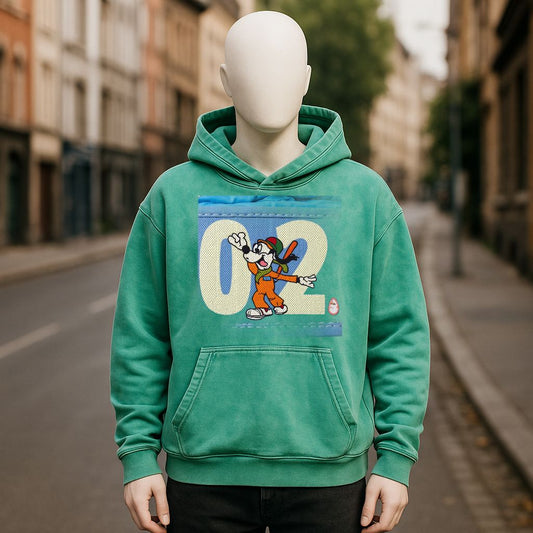 Sudadera con capucha lavada en verde