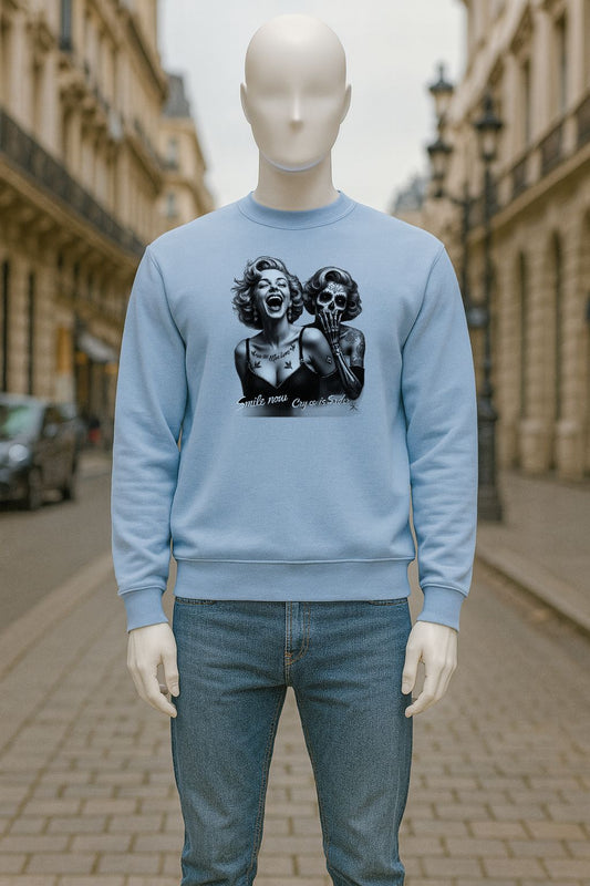 sudadera con dibujo AZUL