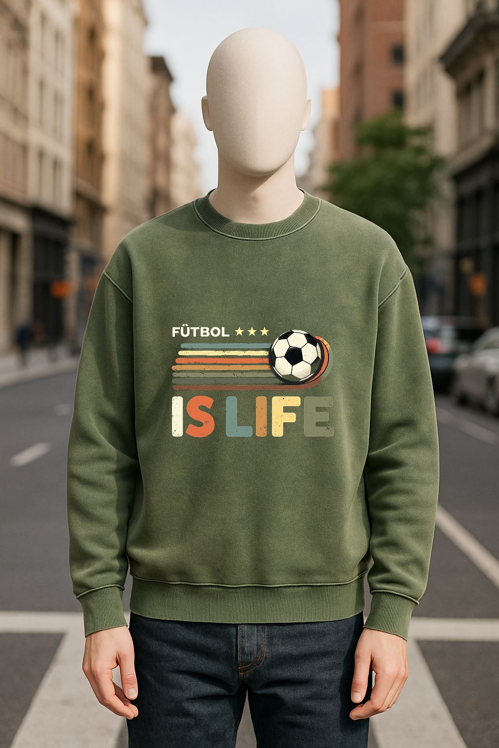 Sudadera verde militar lavada