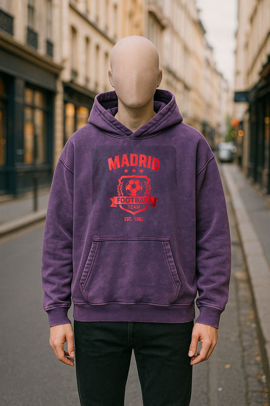 Sudadera con capucha lavada en morado
