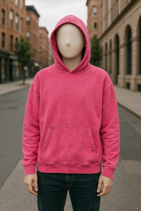 Sudadera con capucha lavada en rojo rosa