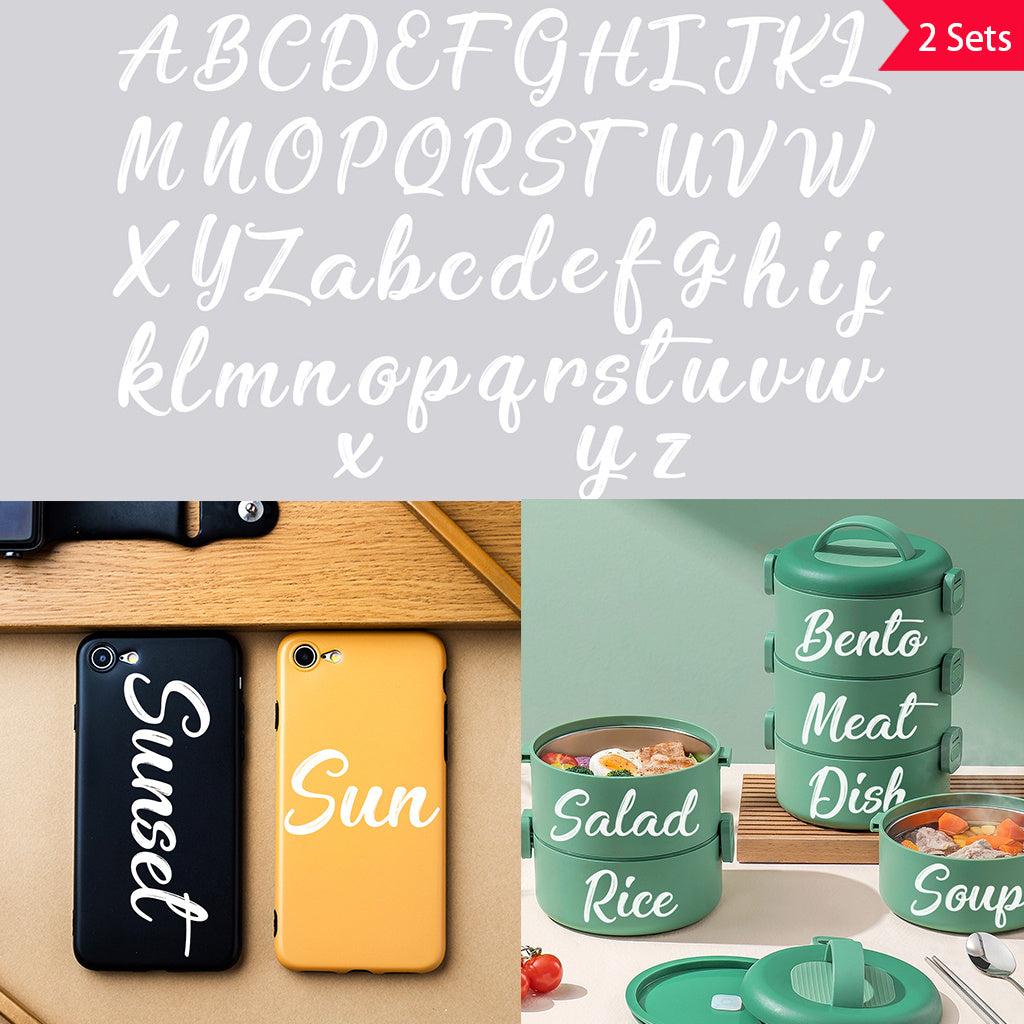 2套26个白色英文前卫潮流字母转印水晶标贴纸自粘防水可拆卸创意DIY水晶贴纸增添生活趣味性与文化艺术氛围性适用于水杯