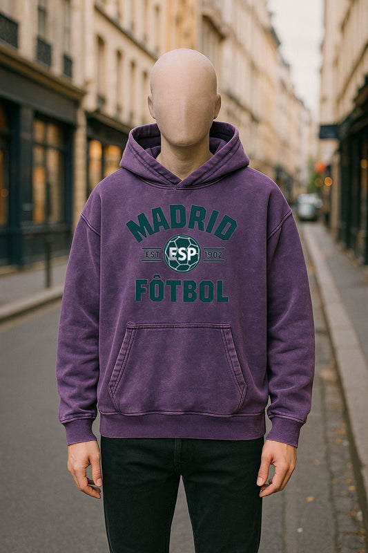 Sudadera con capucha lavada en morado