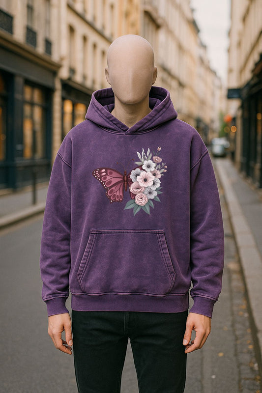Sudadera con capucha lavada en morado