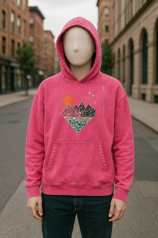 Sudadera con capucha lavada en rojo rosa