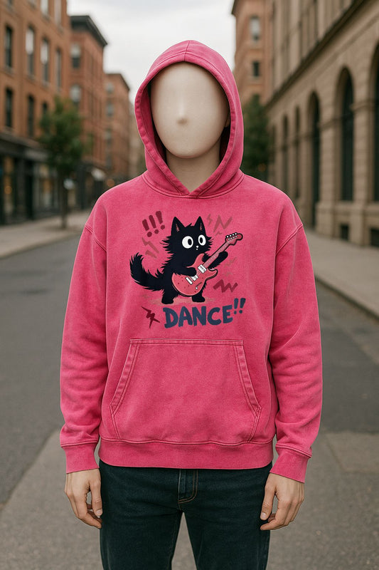 Sudadera con capucha lavada en rojo rosa