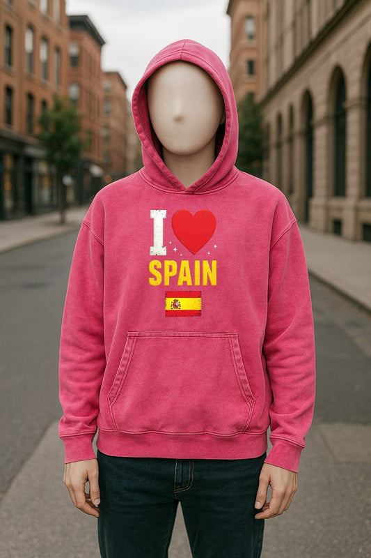 Sudadera con capucha lavada en rojo rosa
