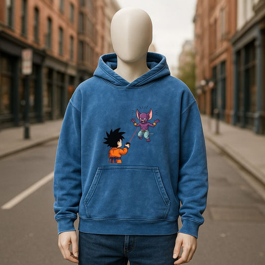 Sudadera con capucha lavada en azul