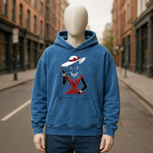 Sudadera con capucha lavada en azul