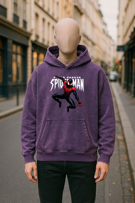 Sudadera con capucha lavada en morado