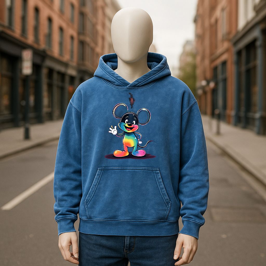 Sudadera con capucha lavada en azul