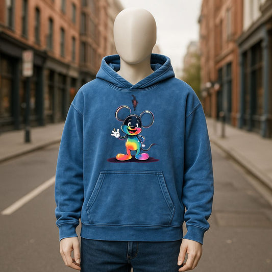 Sudadera con capucha lavada en azul