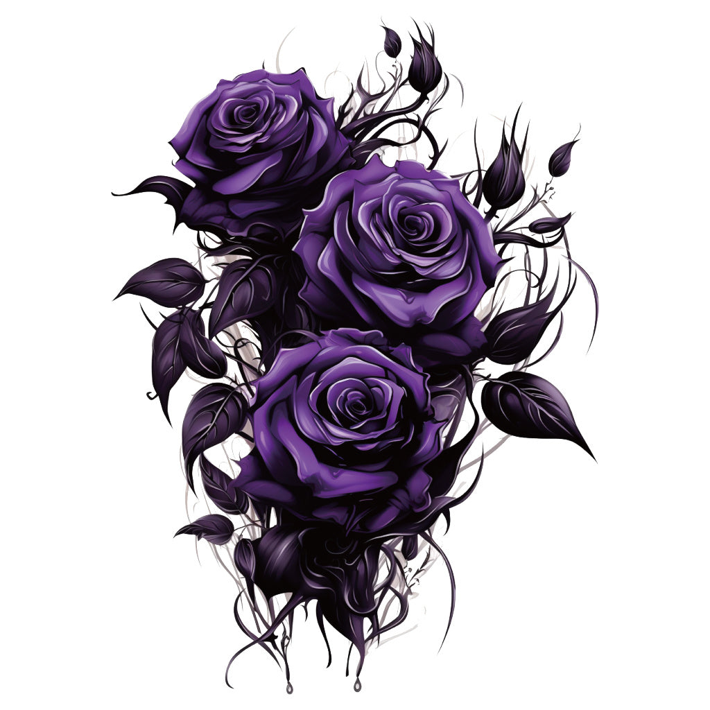 1pc Gothic purple rose stickers with dark floral design and exquisite details, perfect for avant-garde decoration, alternative art accents, and enhancing mysterious aesthetics. Self-adhesive and waterproof wall stickers.