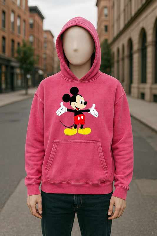 Sudadera con capucha lavada en rojo rosa