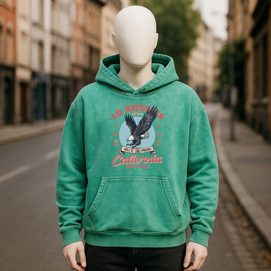 Sudadera con capucha lavada en verde