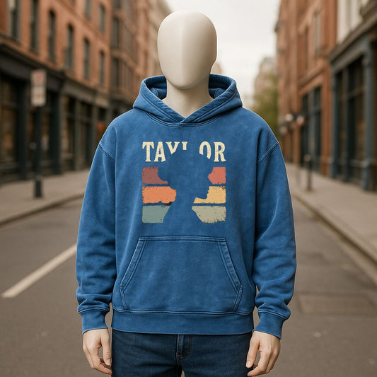 Sudadera con capucha lavada en azul