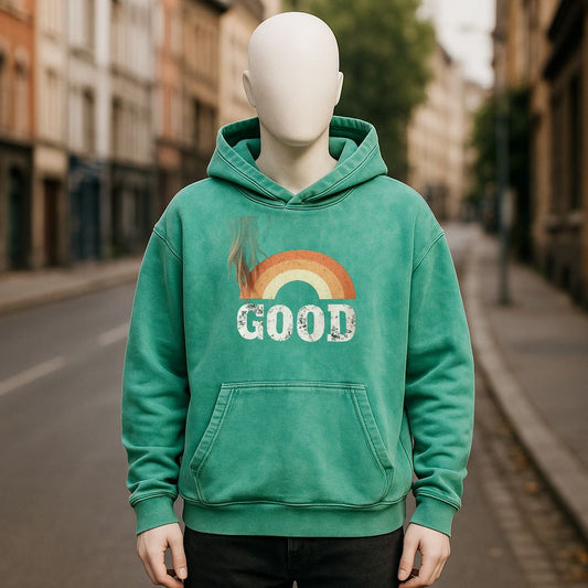 Sudadera con capucha lavada en verde