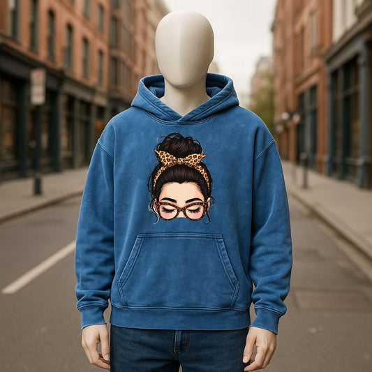 Sudadera con capucha lavada en azul