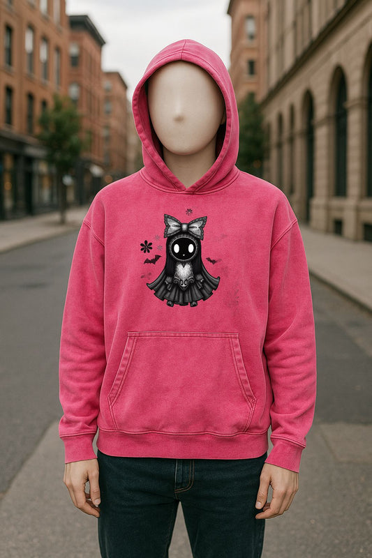 Sudadera con capucha lavada en rojo rosa