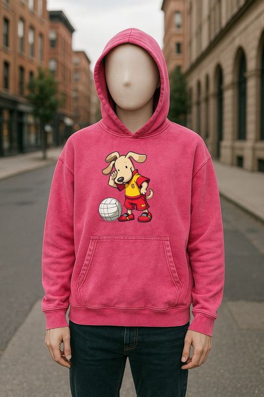 Sudadera con capucha lavada en rojo rosa