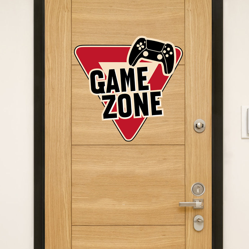 1pc retro gaming area controller sticker, featuring a game controller design, perfect for decorating a gamer's room. Nostalgic gaming art, enhances dynamic aesthetics, self-adhesive, removable, waterproof creative wall sticker.