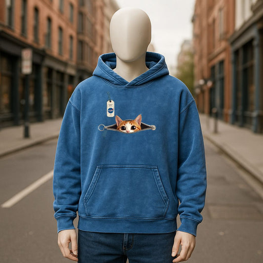 Sudadera con capucha lavada en azul