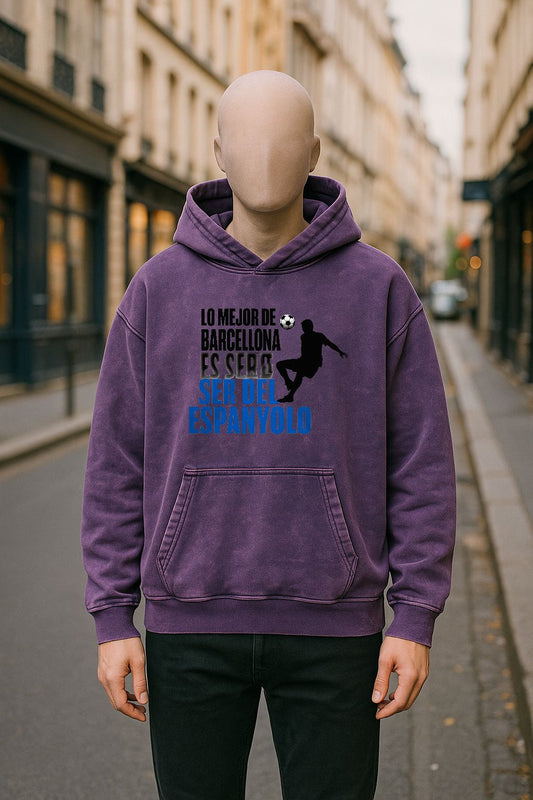 Sudadera con capucha lavada en morado