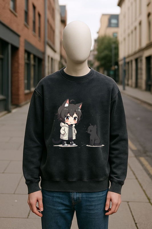 Sudadera negra lavada