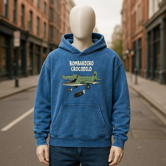Sudadera con capucha lavada en azul