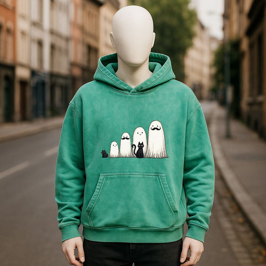 Sudadera con capucha lavada en verde