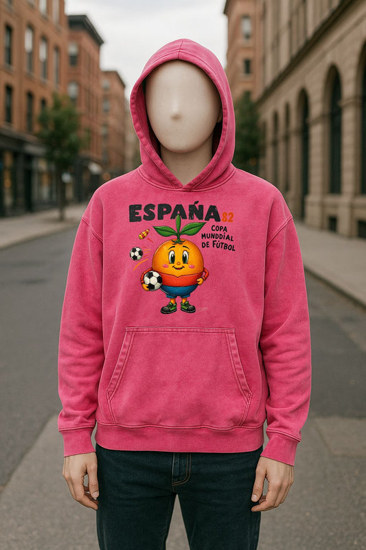Sudadera con capucha lavada en rojo rosa