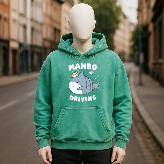 Sudadera con capucha lavada en verde