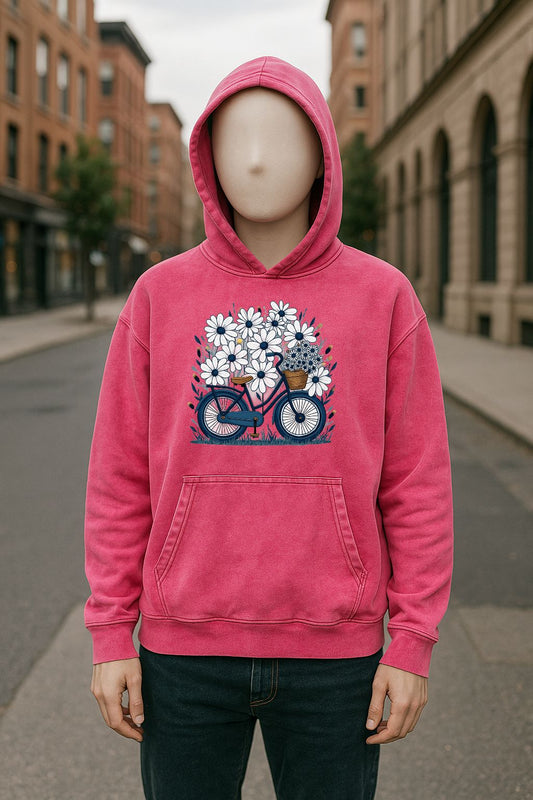 Sudadera con capucha lavada en rojo rosa