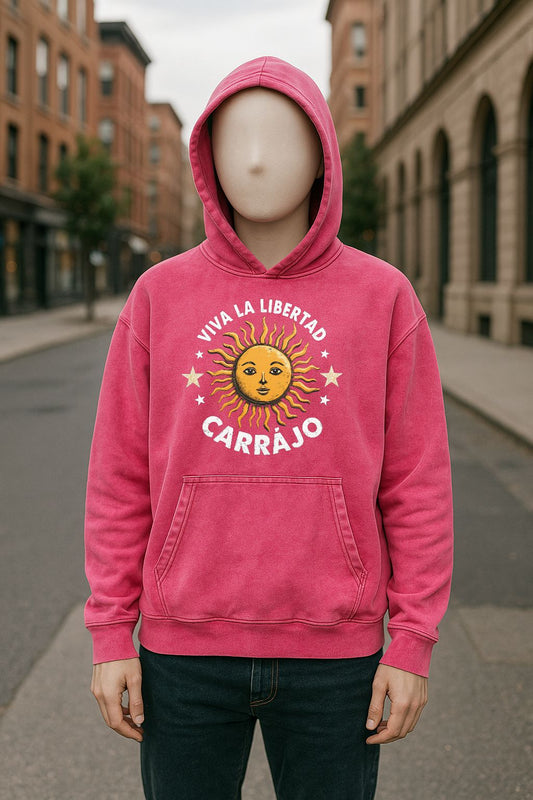 Sudadera con capucha lavada en rojo rosa