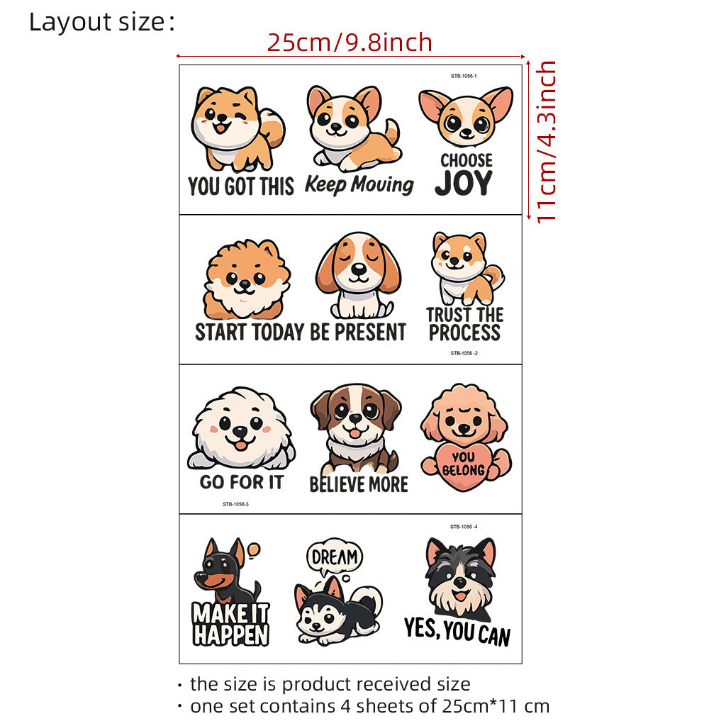 1套 可爱卡通小狗转印水晶标贴纸 适用于水杯 玻璃 笔记本等贴纸 自粘防水DIY萌宠创意水晶贴纸 增添生活趣味性与活力 UV DTF 转印贴纸办公室和家用