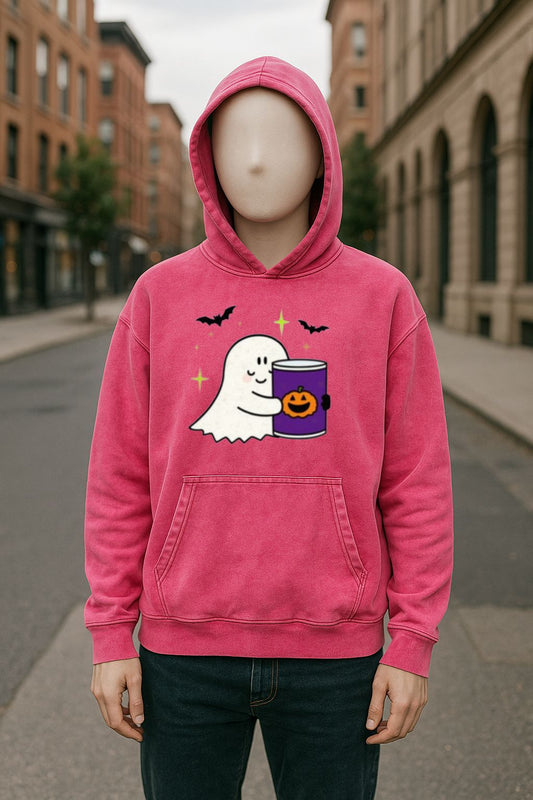 Sudadera con capucha lavada en rojo rosa