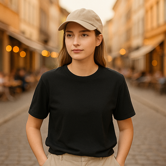 Camiseta dibujo negra mujer