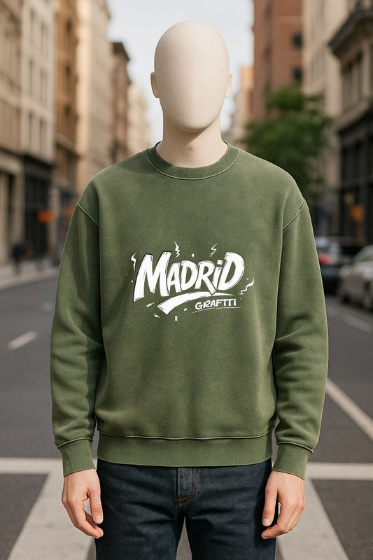 Sudadera verde militar lavada