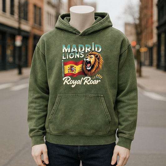 Sudadera con capucha lavada de color verde militar