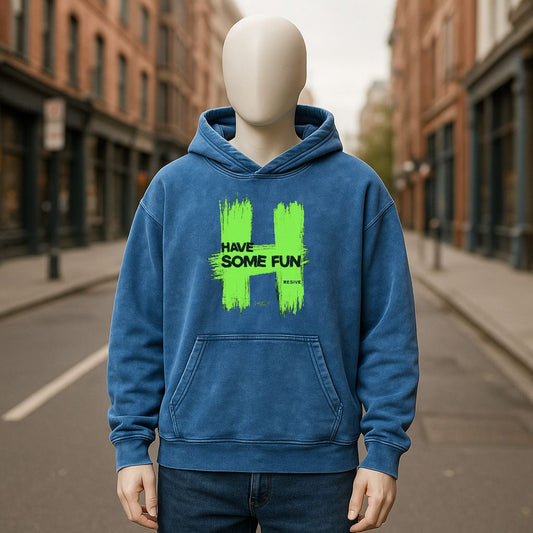 Sudadera con capucha lavada en azul