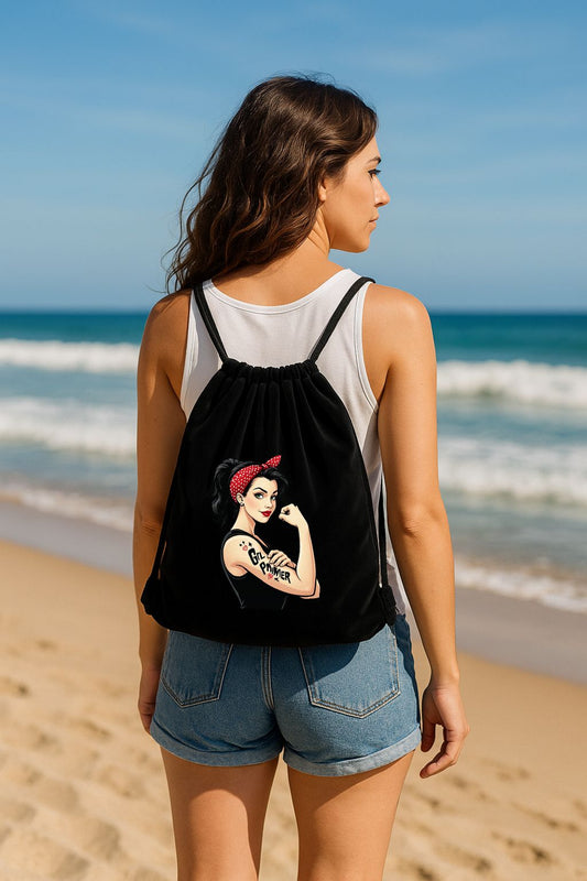 Mochila de terciopelo con cuerda 34x38